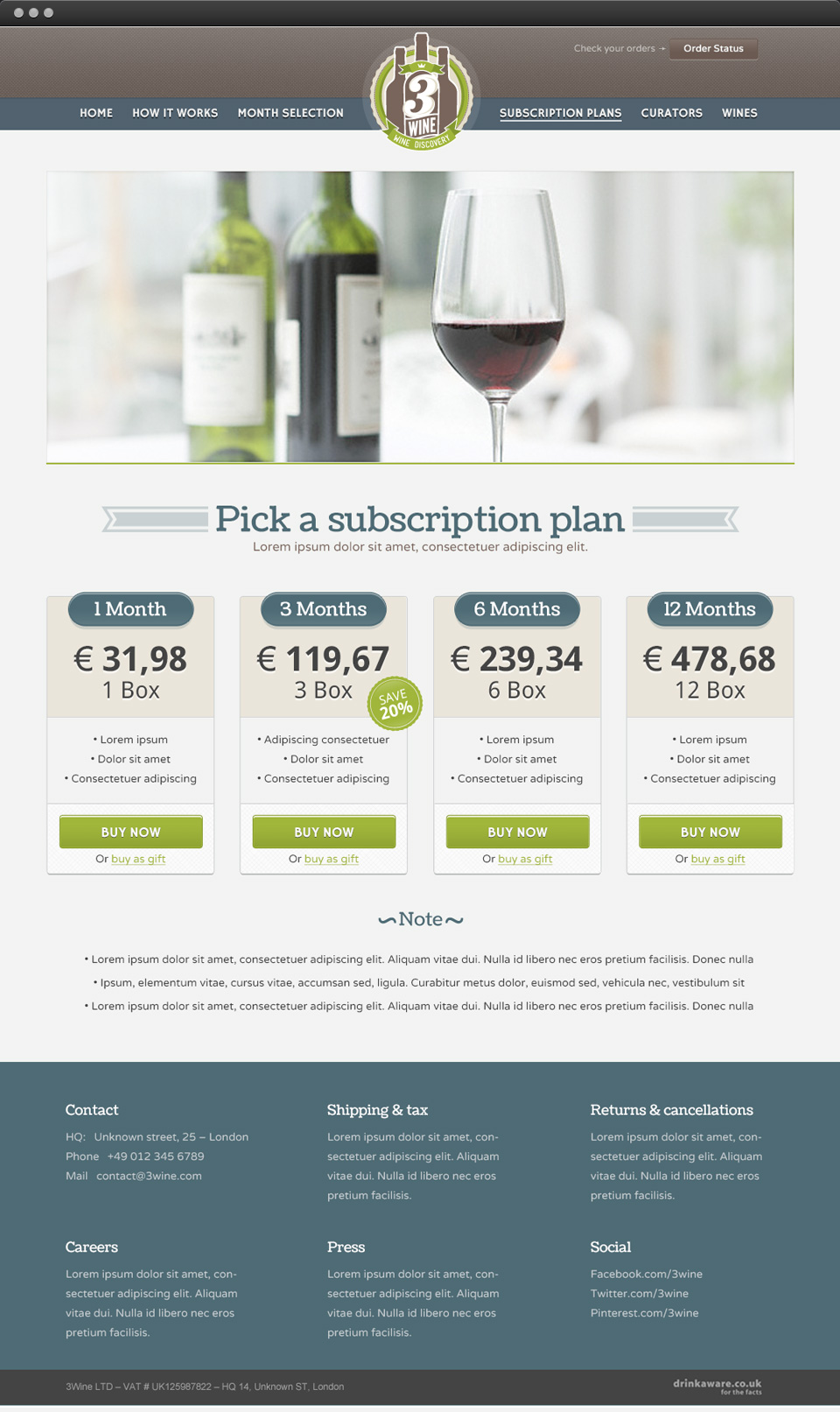 3Wine - Subscription Plans