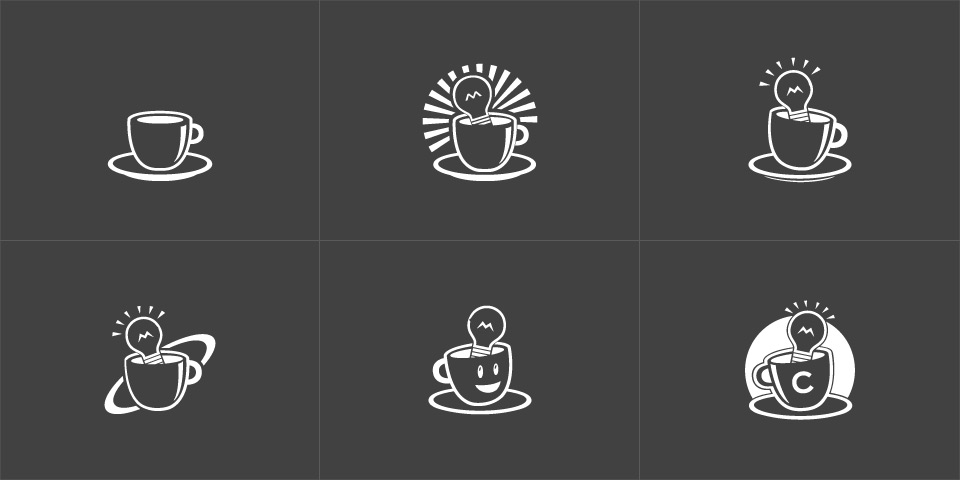 Caffeina logo iterations